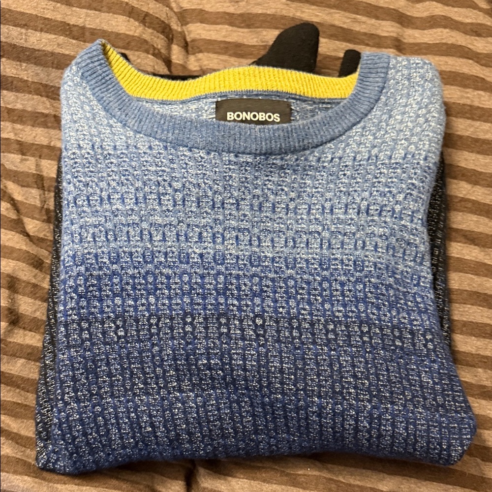 Bonobos Textured Blue Crewneck Sweater